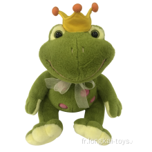 Grenouille en peluche avec couronne